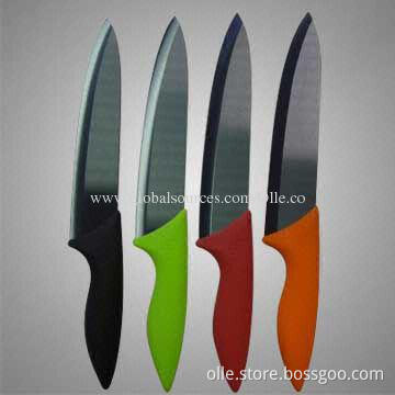 8 Inch Colorful ABS and TPR Coating Handle Ceramic Blade Chef Knife